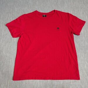 WXYZ T-Shirt Size Large Red‎ 5050 Skull Embroidered Palm Tree Short Sleeve Crew